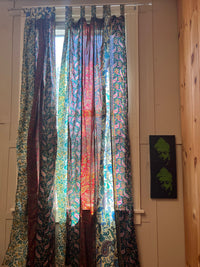 G105 Green Sari Inspired Curtain Pair