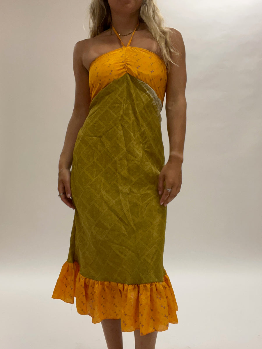 S137 Vintage Mex Pushkar Summer Silk Blend Dress M/L Jack Straw 2