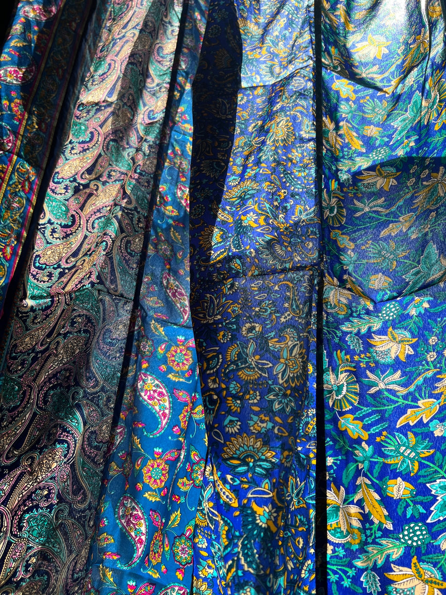 B100 Blue Sari Inspired Curtain Pair