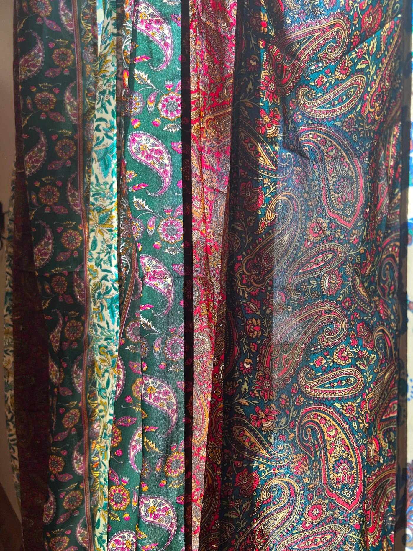 G105 Green Sari Inspired Curtain Pair