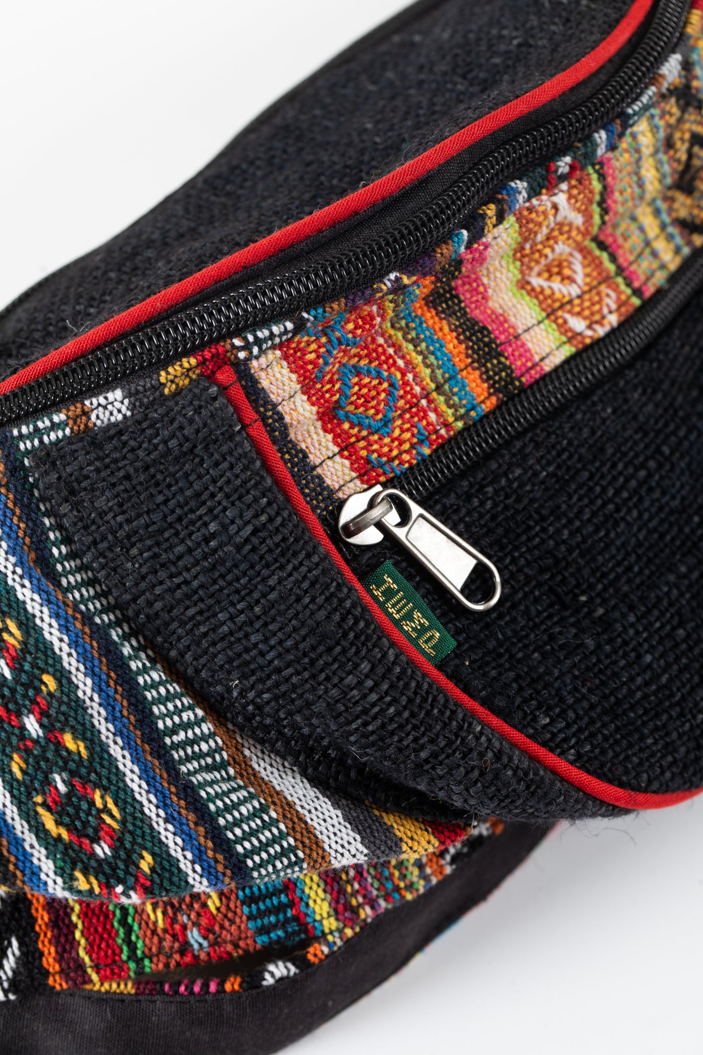 Gherry Hemp Fanny Pack Black with Multicolor Details