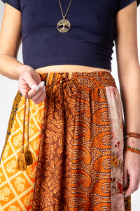 Patchwork Sari Silk Prairie Skirt