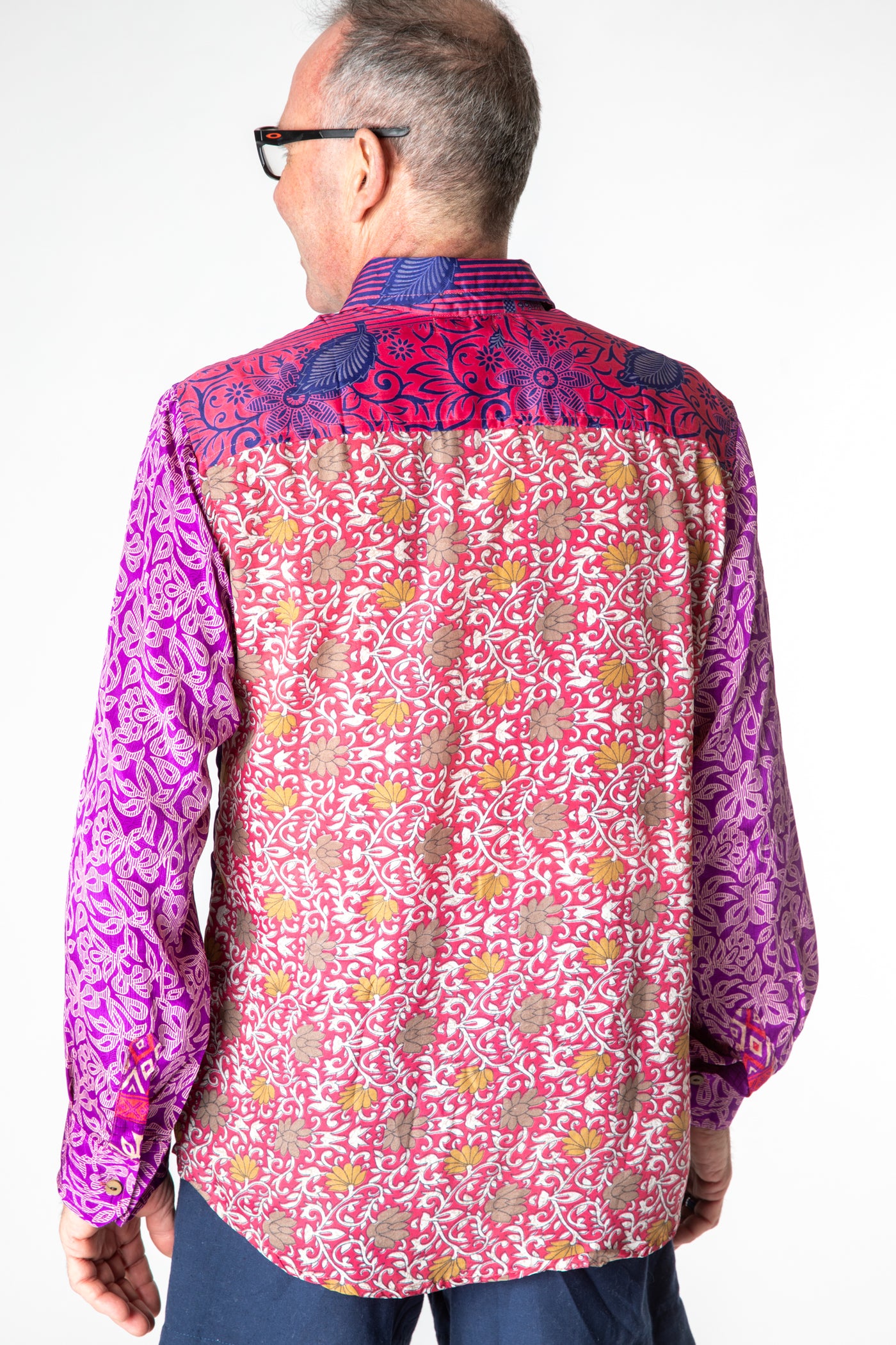 Upcycled Patchwork Sari Silk Button Up