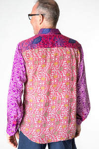 Upcycled Patchwork Sari Silk Button Up