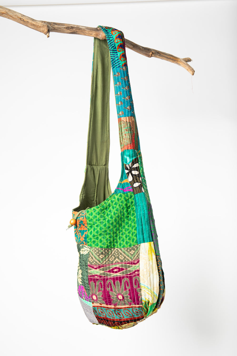 Eco-Friendly Boho Shoulder Bag in Green