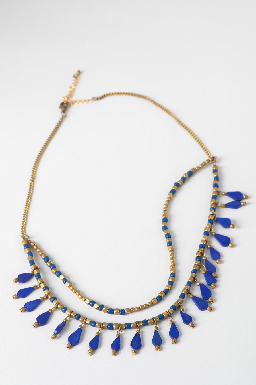 Gilded Layered Lapis Resin Necklace