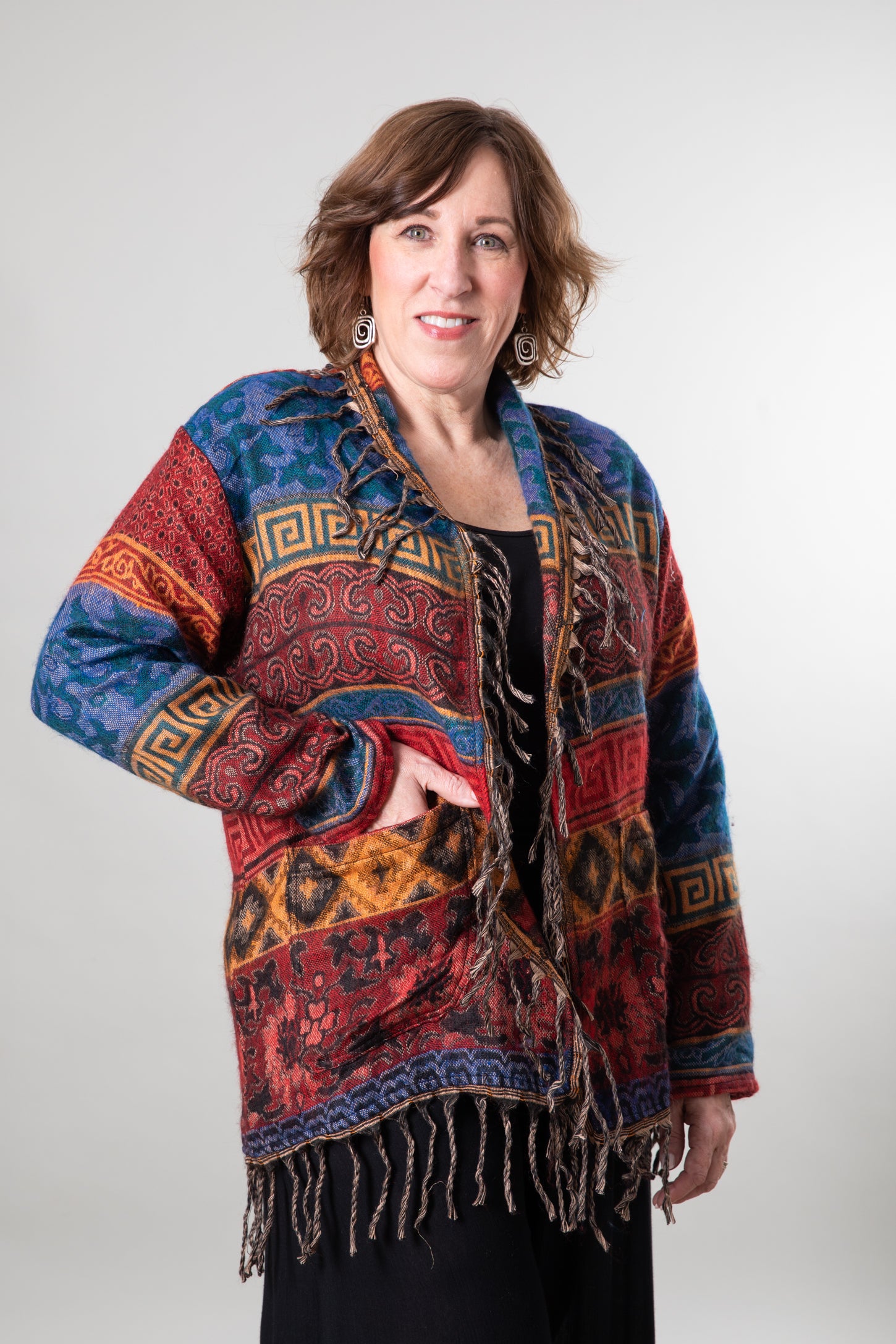 Fuzzy clearance fringe cardigan