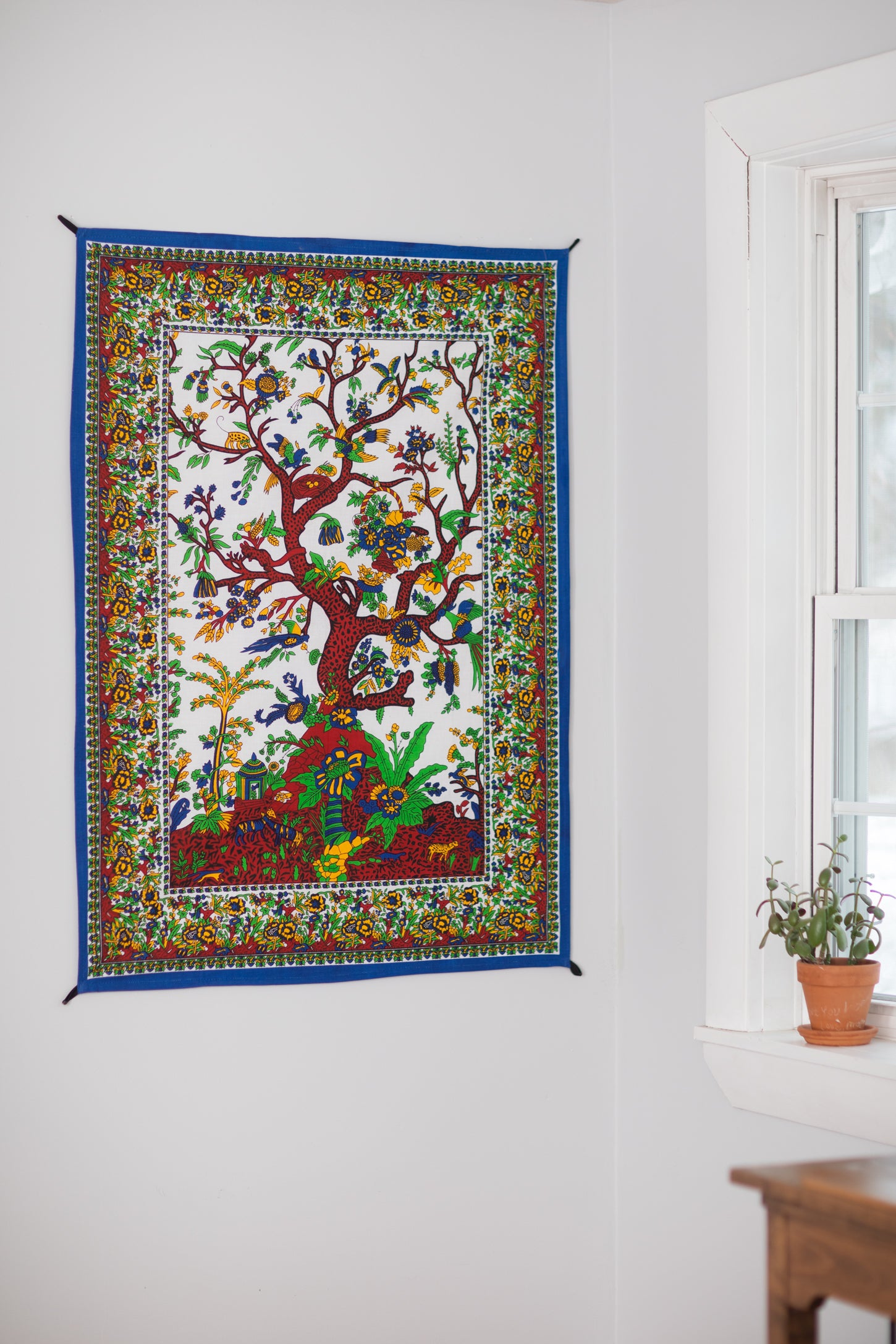 White fabric wall discount hanging