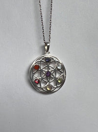One of a Kind Chakra Flower of Life Pendant P137