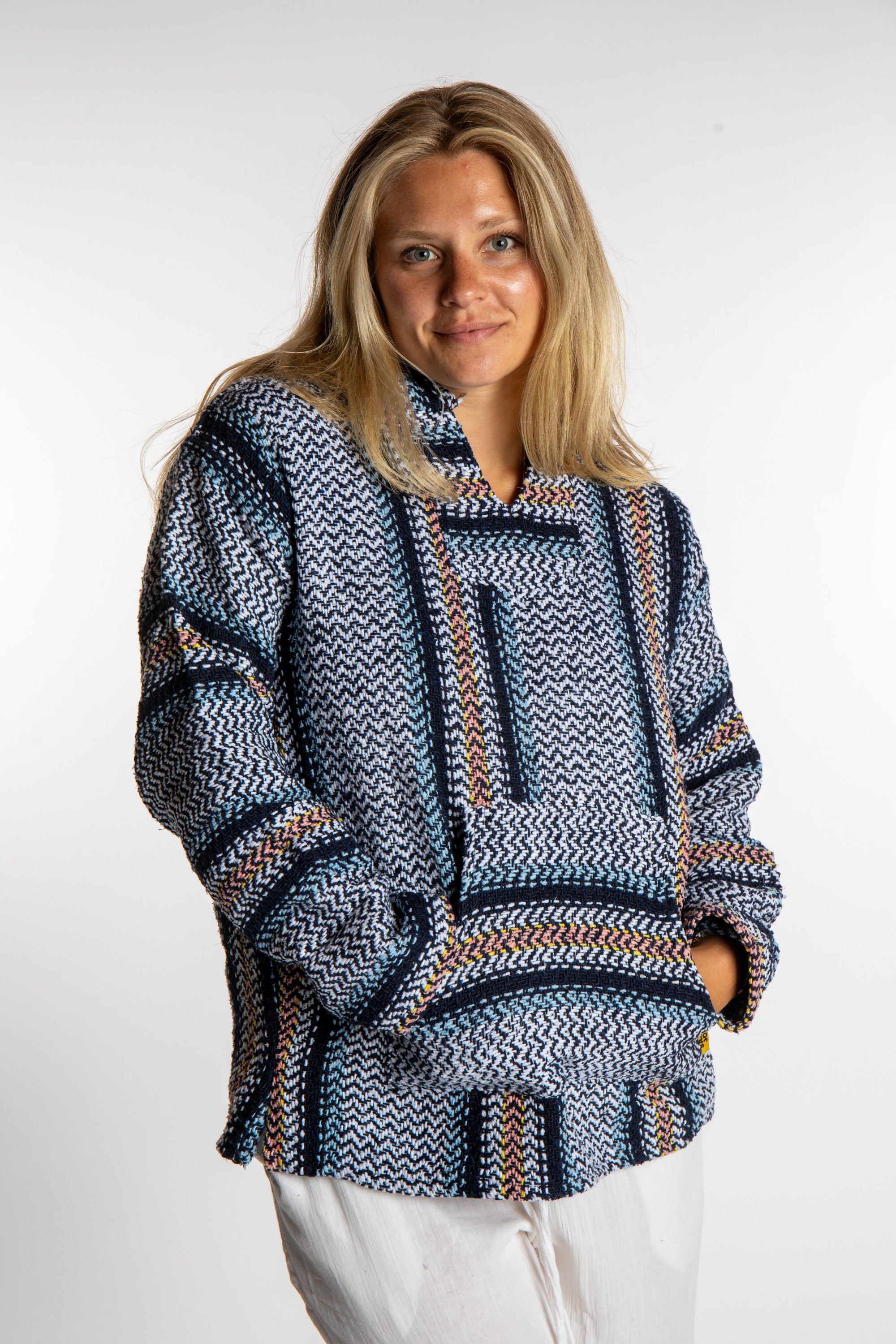 rassvet Baja Hoodieブルー Hippies.com - Baja Hoodies Baja Hoodie - Nieve Blue – HIPPIES.COM