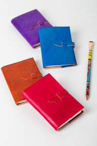 Dyed  Leather Mini Journal in Blue
