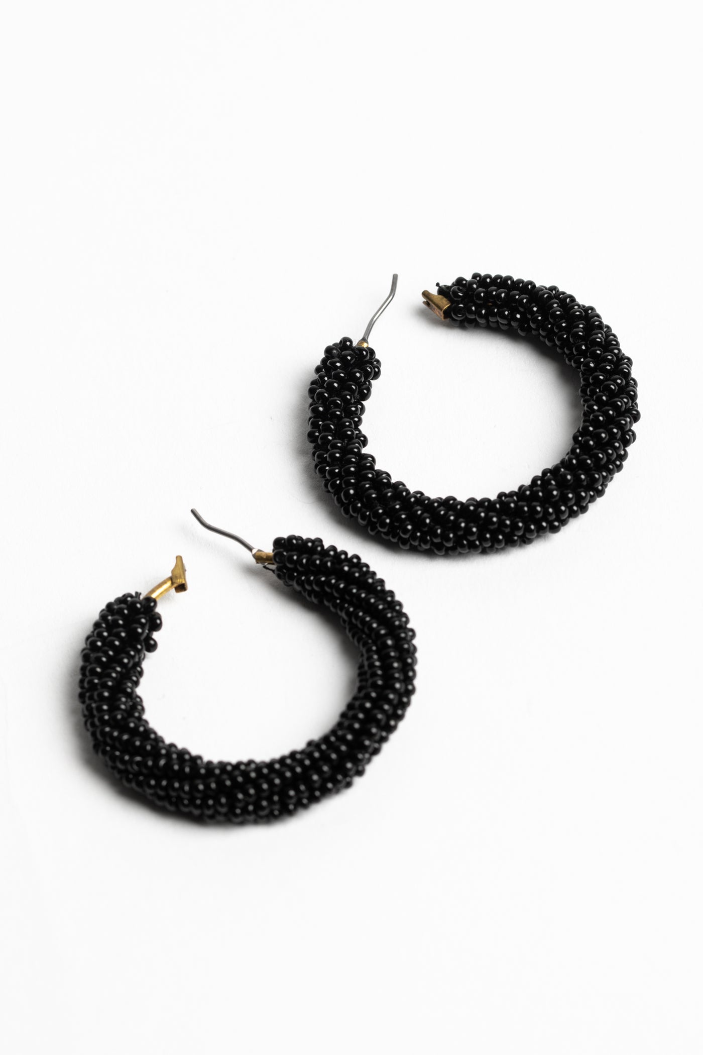 Silver Seed Bead Hoop Earrings