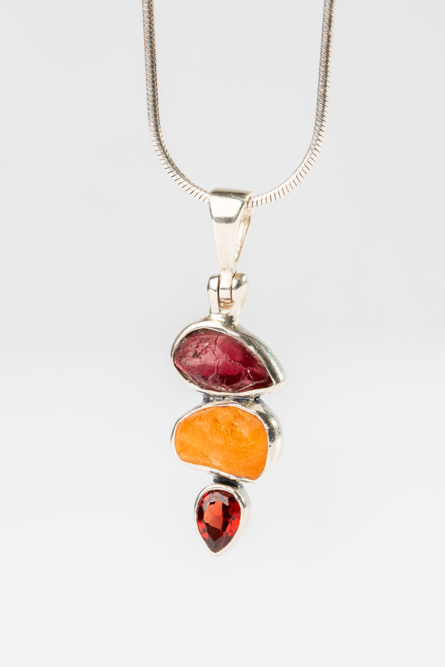 One of a Kind Garnet and Citrine Pendant P143