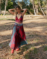 Raquel wearing the Rose Halter Top