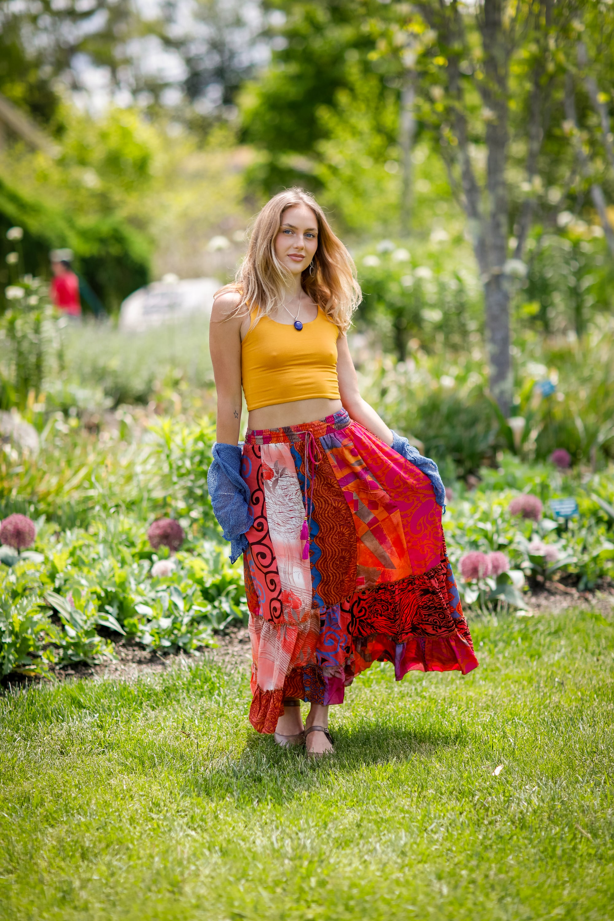 Patchwork Sari Silk Prairie Skirt | Bohemian Silk Skirt · Mexicali
