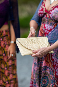 Isla Straw Clutch in Black