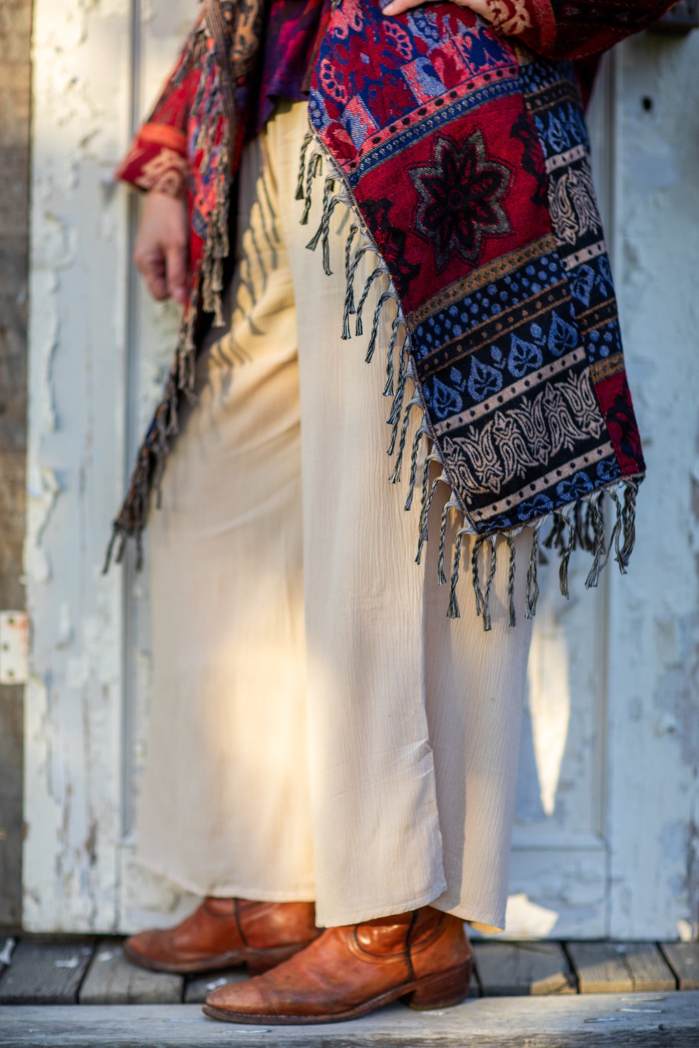 Susan wearing the M/L seashell penny lane pants