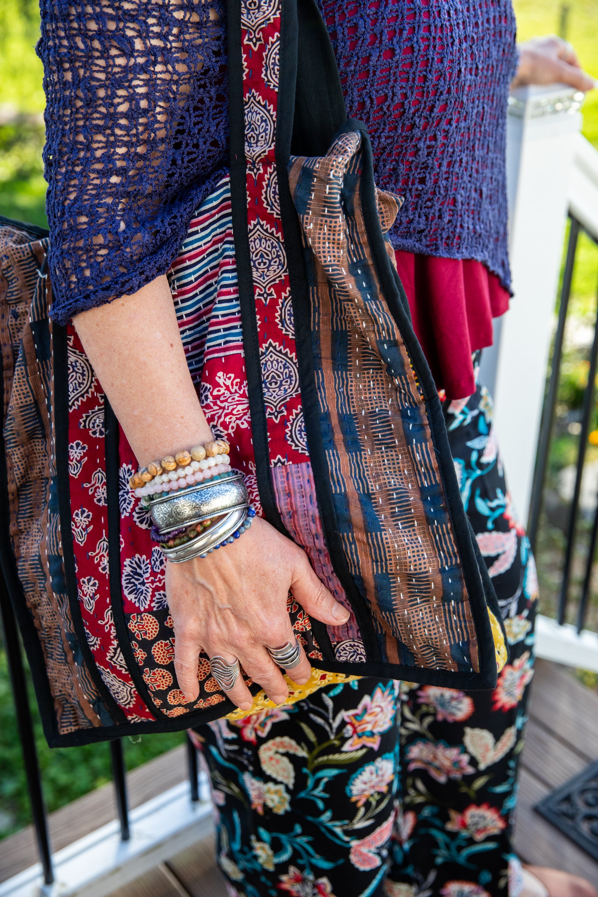 Recycled Kantha Patchwork Tote | Handmade Upcycled Tote Bag