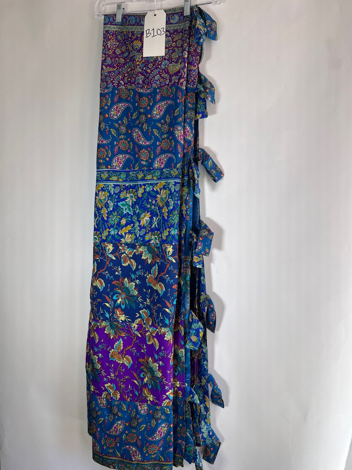 B103 Blue Sari Inspired Curtain Pair