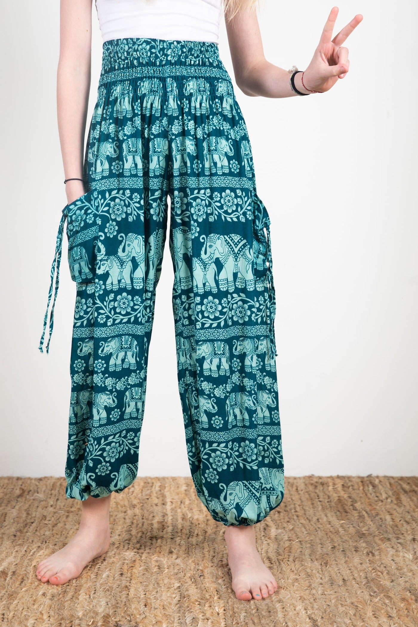 Kids Floral Elephant Harem Pants