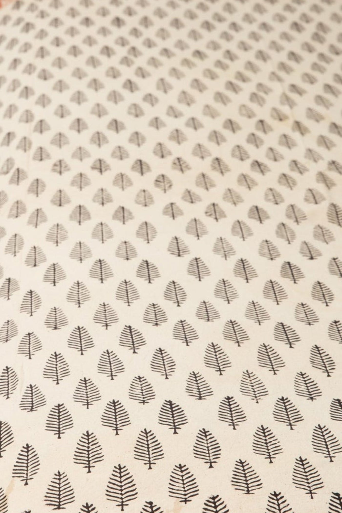 Block Print Floral Tablecloth in Black Feather