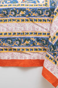 Block Print Floral Tablecloth in Electric Lilyland