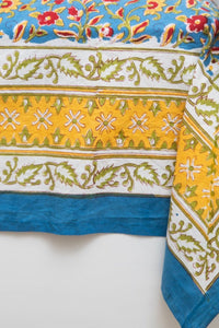 Block Print Floral Tablecloth in Fiesta Flowerpatch