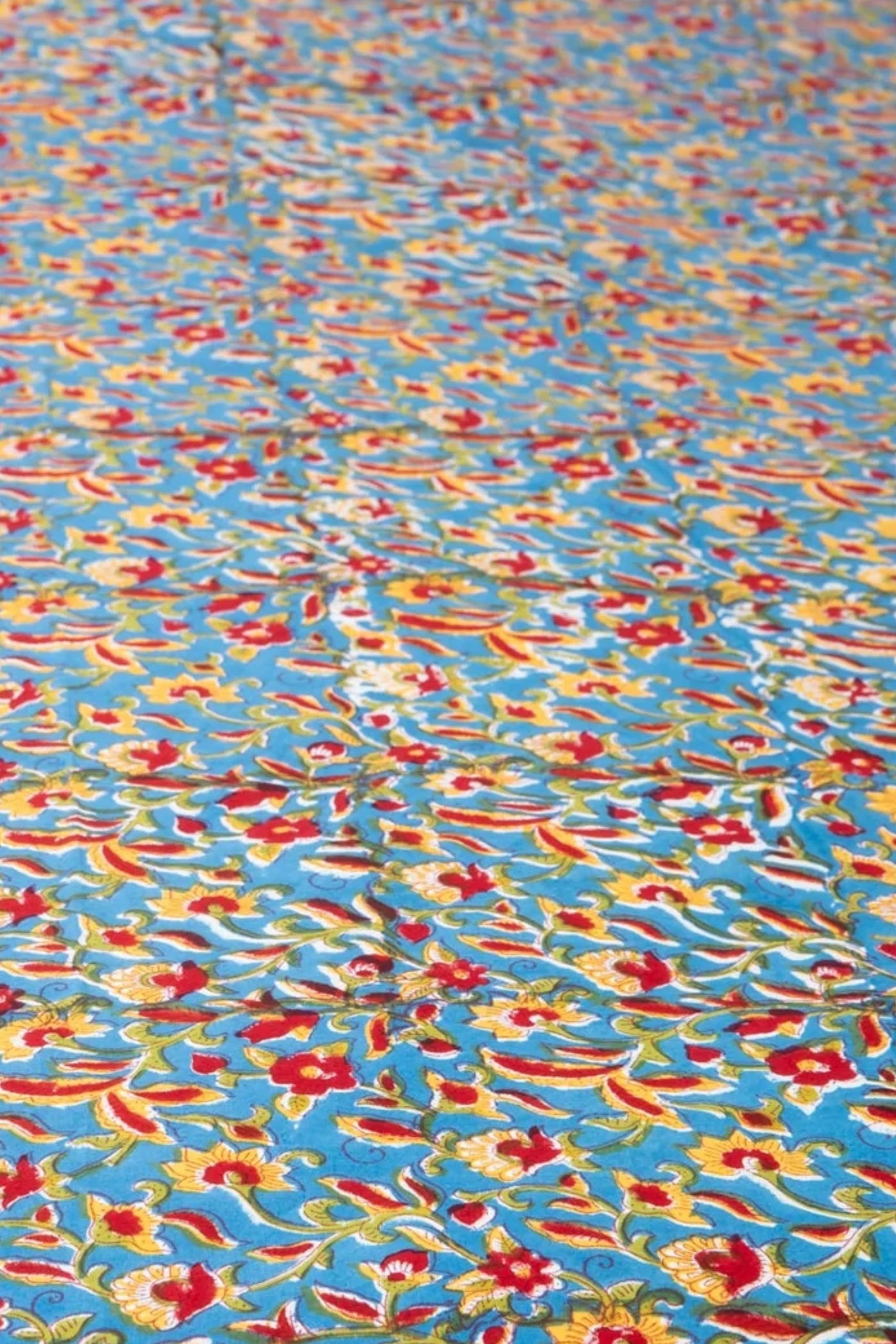 Block Print Floral Tablecloth in Fiesta Flowerpatch