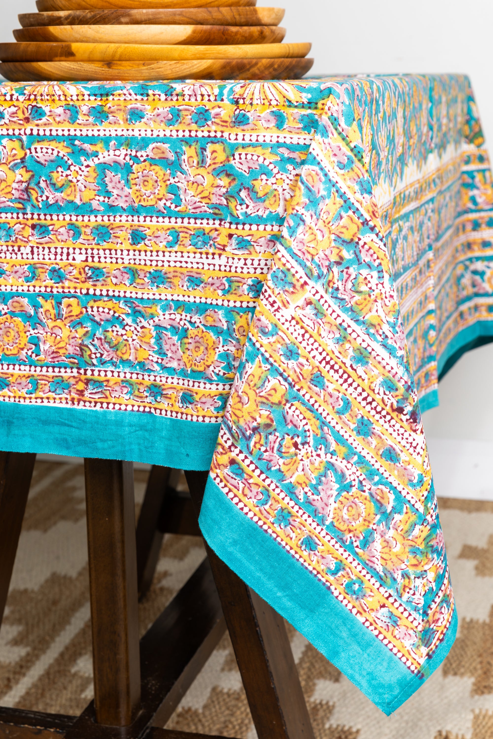 Provincial Block Print Tapestry in Peach