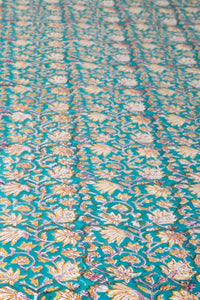 Block Print Floral Tablecloth in Jasmine Flower
