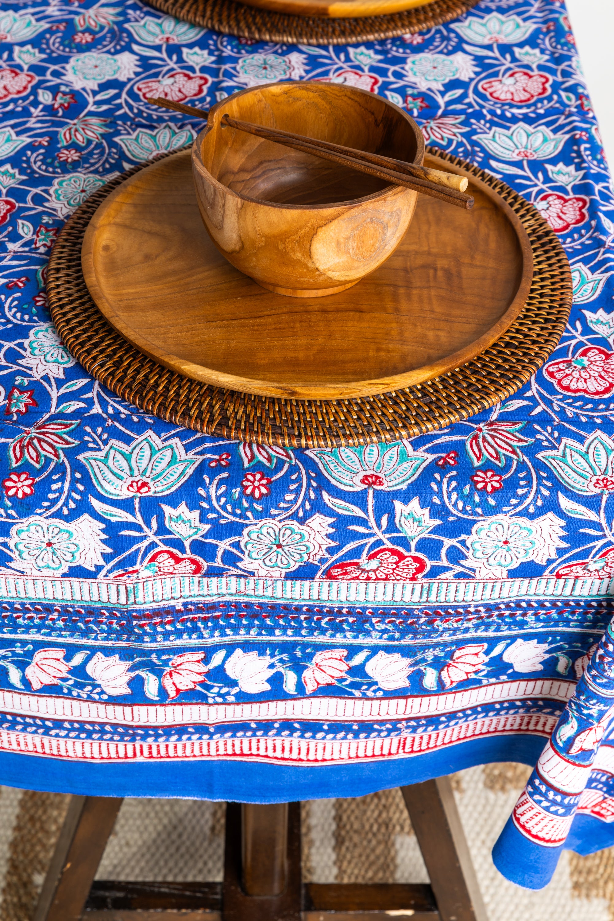Provincial Block Print Tapestry in Ruby Reverie
