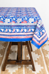 Indian Block Print Floral Tablecloth