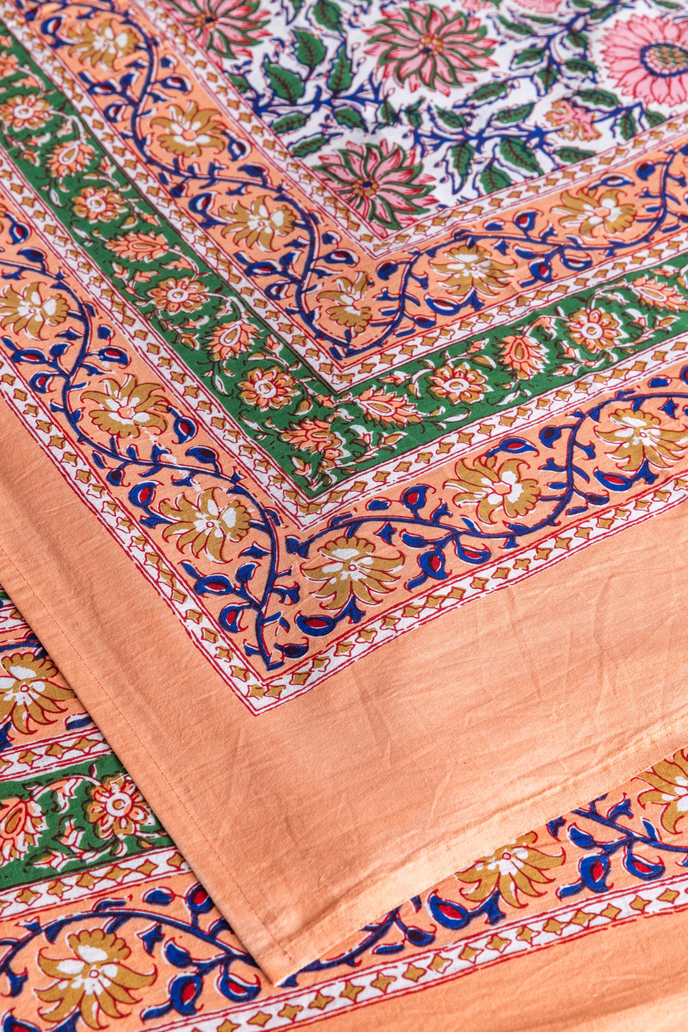 Provincial Block Print Tapestry in Peach Sunflower