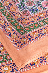 Provincial Block Print Tapestry in Peach Sunflower