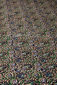 Block Print Floral Tablecloth in Midnight Vines