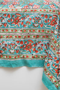 Block Print Floral Tablecloth in Bittersweet Brambles