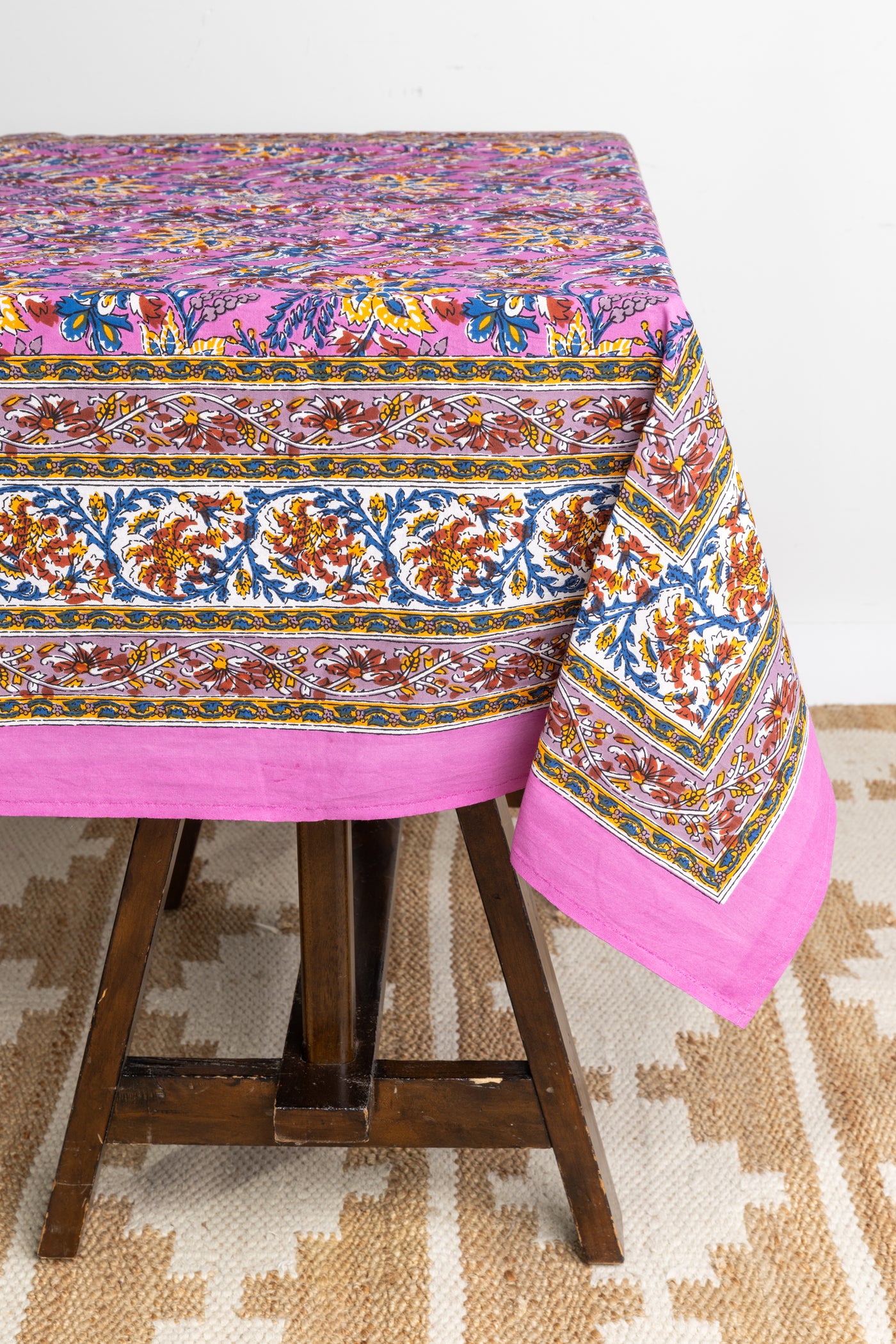 Indian Block Print Floral Tablecloth