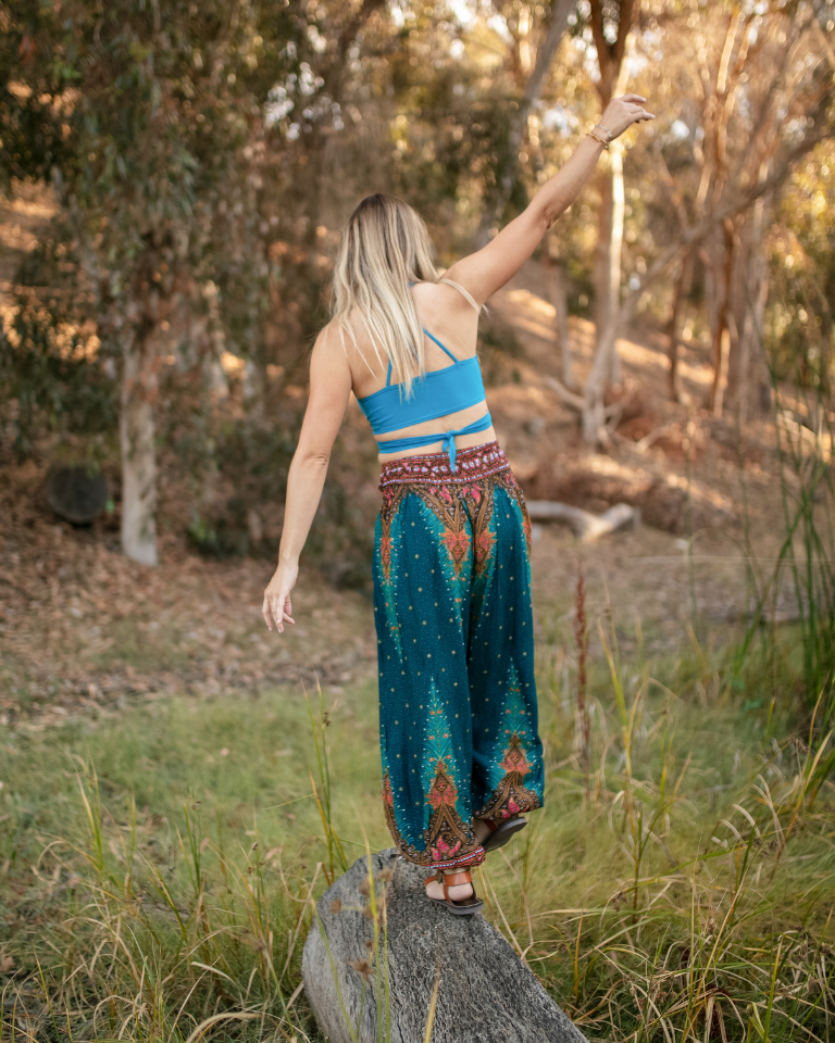 Peacock Feather Harem Pants