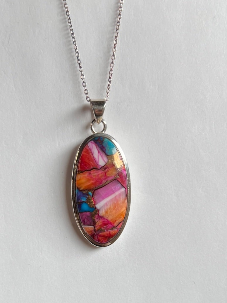 One of a Kind Orange Copper Turquoise Pendant P142