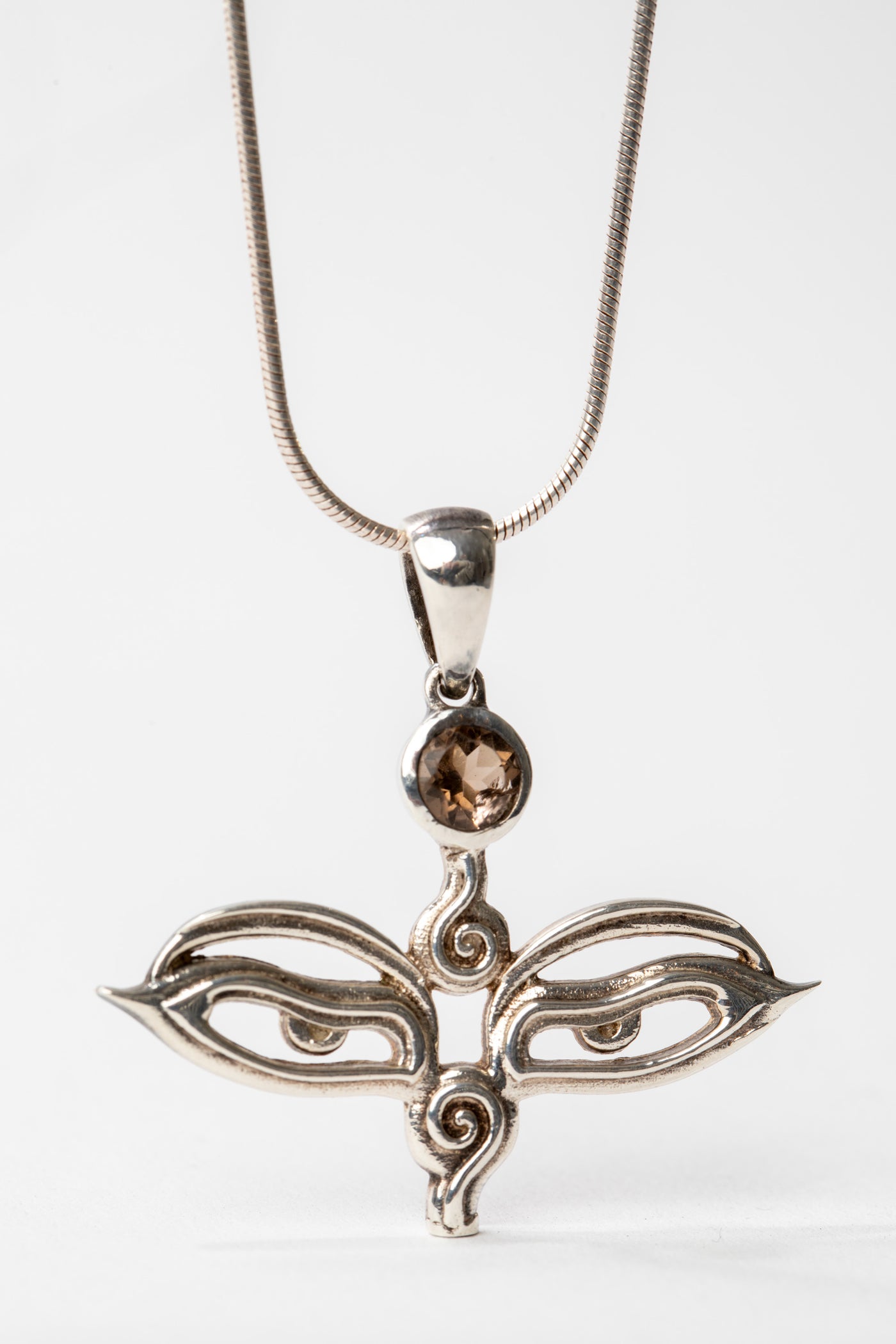 One of a Kind Smoky Quartz Buddha Eyes Gemstone Pendant P149