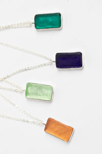 Mira Frosted Glass Necklace in Blue