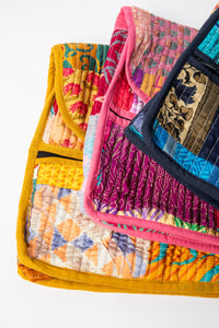 Patchwork Recycled Sari Silk Crossbody Bag in Blue