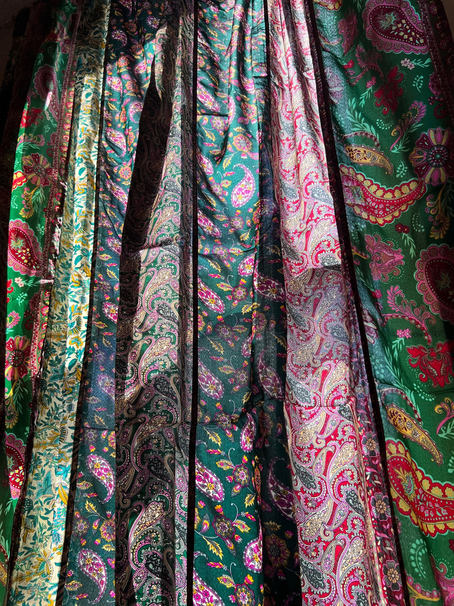 G101 Green Sari Inspired Curtain Pair