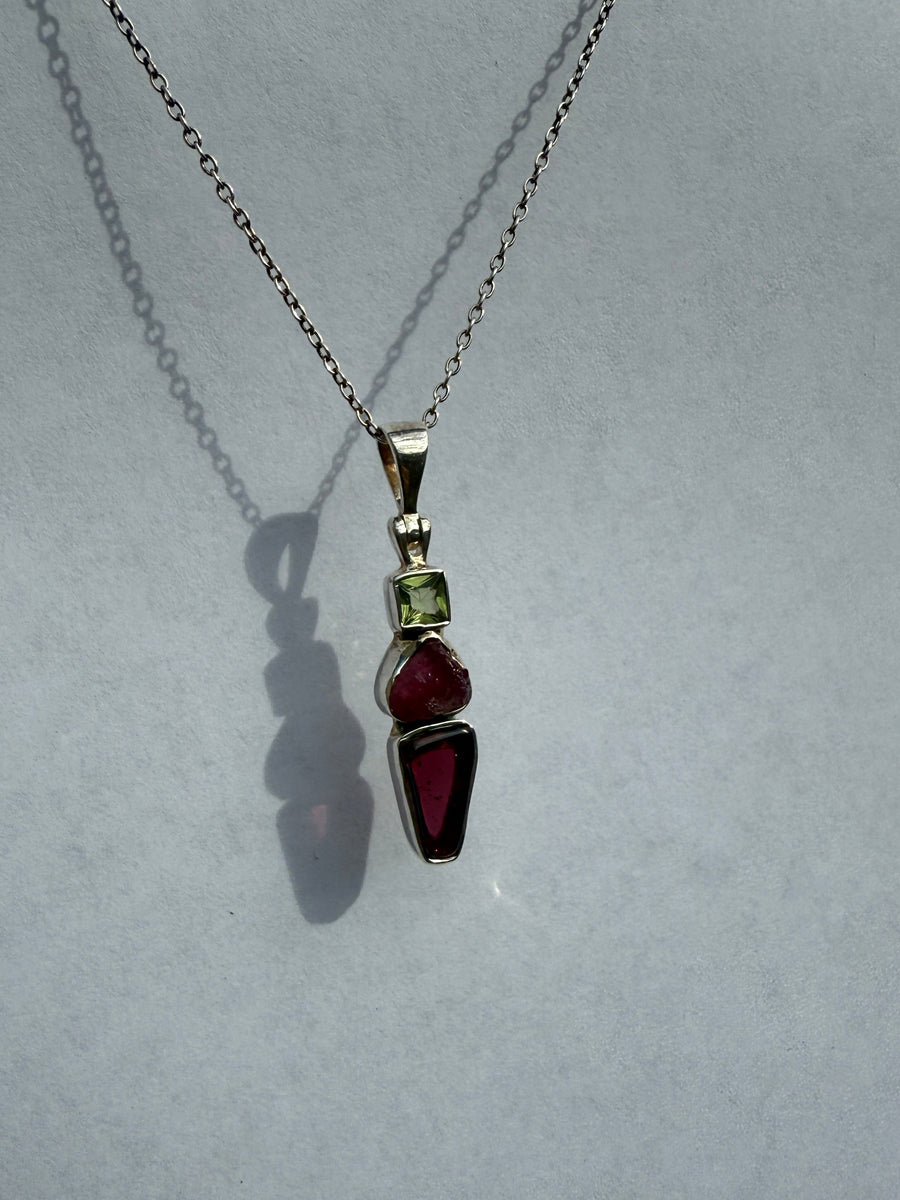 One of a Kind Garnet and Peridot Pendant