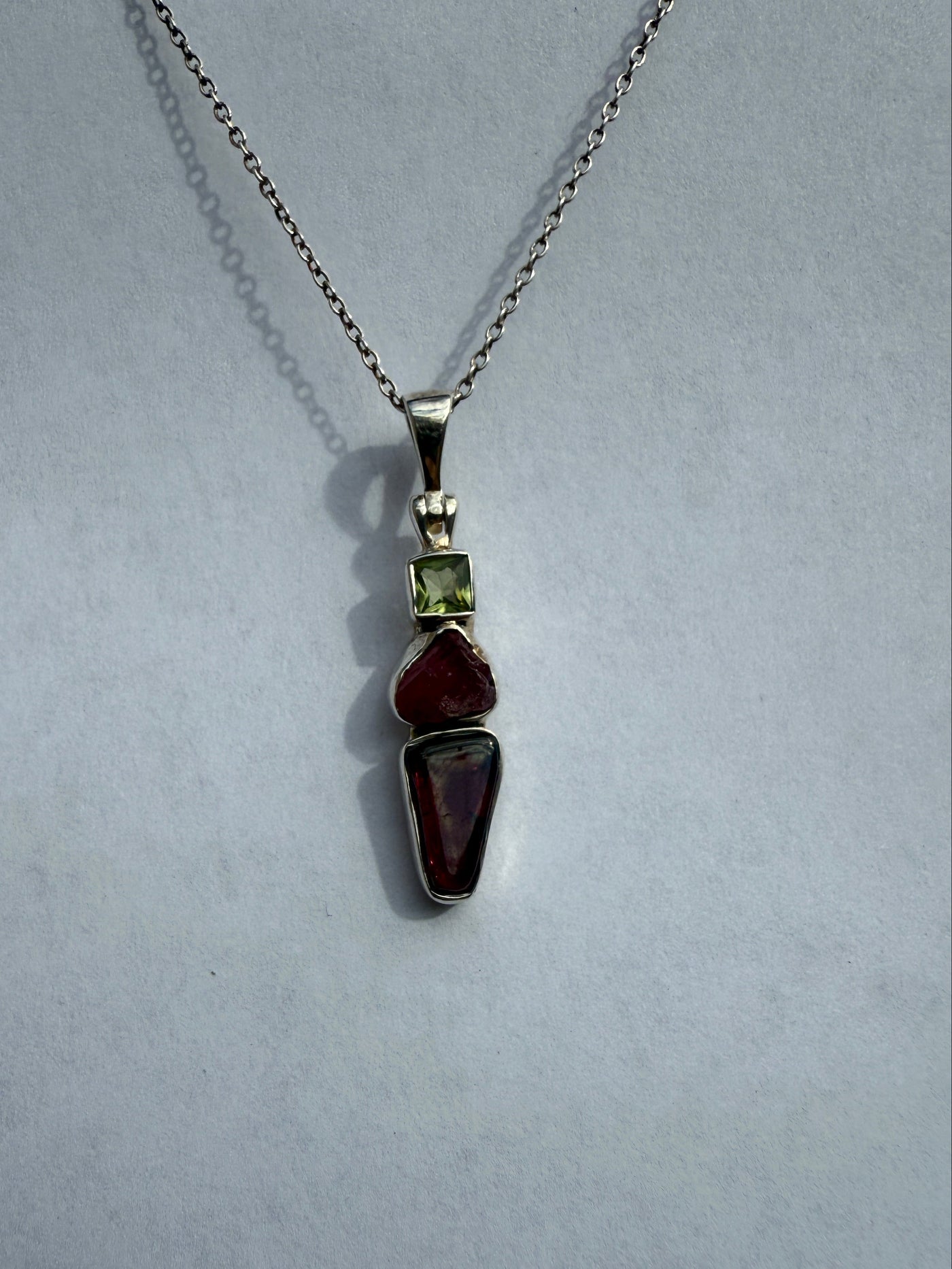 One of a Kind Garnet and Peridot Pendant