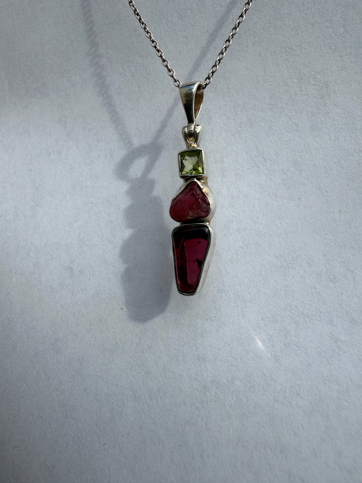 One of a Kind Garnet and Peridot Pendant