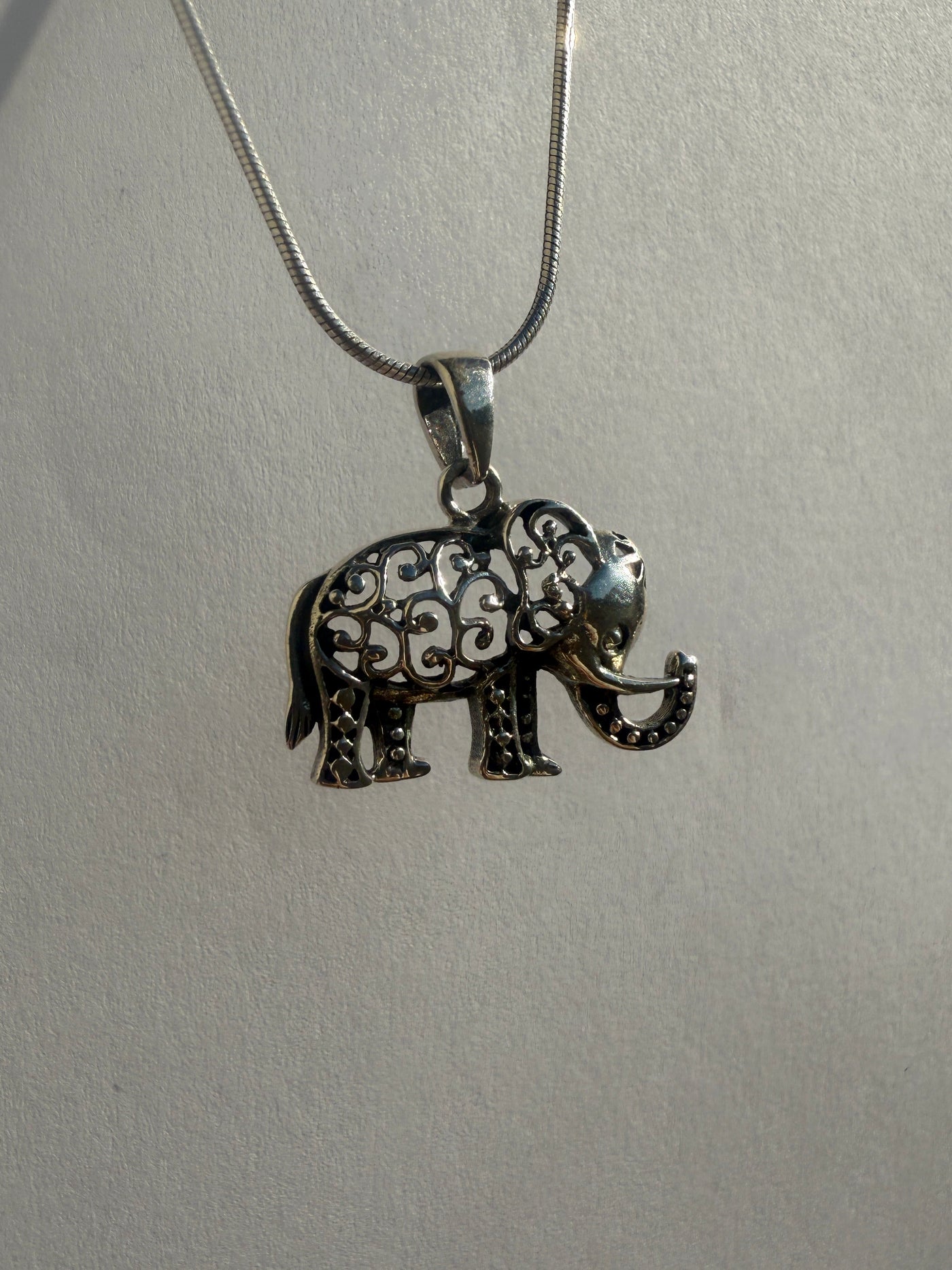 One of a Kind Sterling Elephant Pendant P147