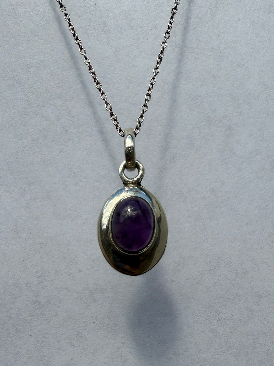 One of a Kind Small Oval Amethyst Cab Pendant
