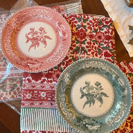 Block Print Holiday Napkin and Tablecloth Set