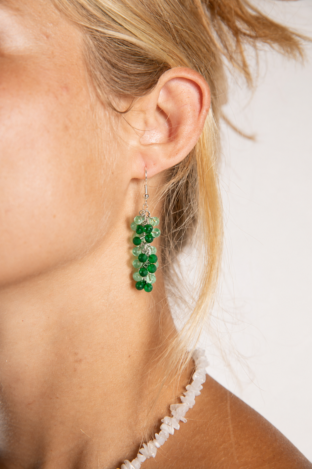 Kashi Frosted Glass Earrings in Green